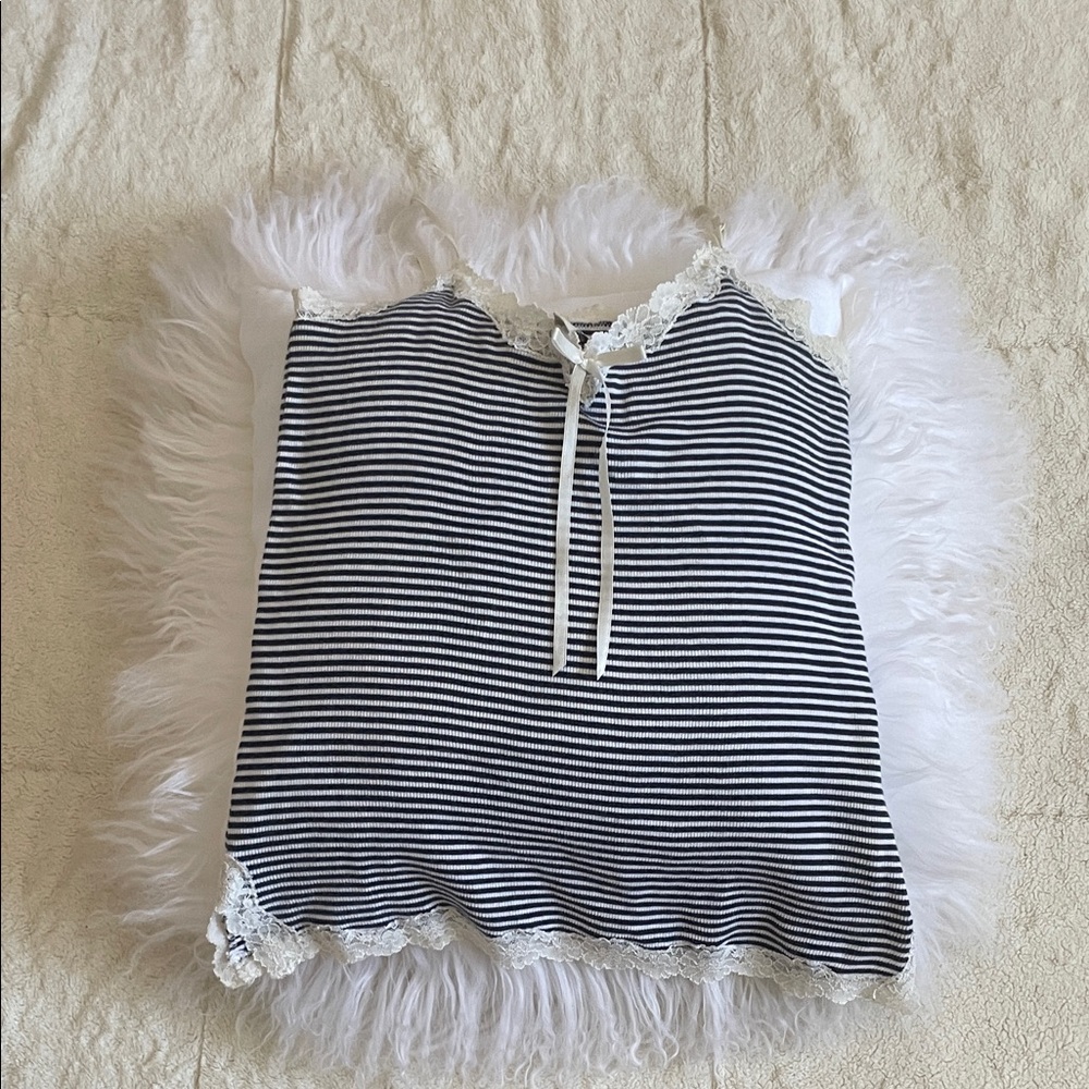 🤍🖤 JACOB Stripped Lace Cami ✨ Y2K ✨ Size M - Picture 5 of 10